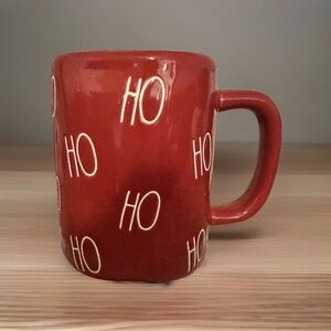 🆕 Rae Dunn Artisan Collection by Magenta Red Glossy 16oz Christmas Mug HO HO HO